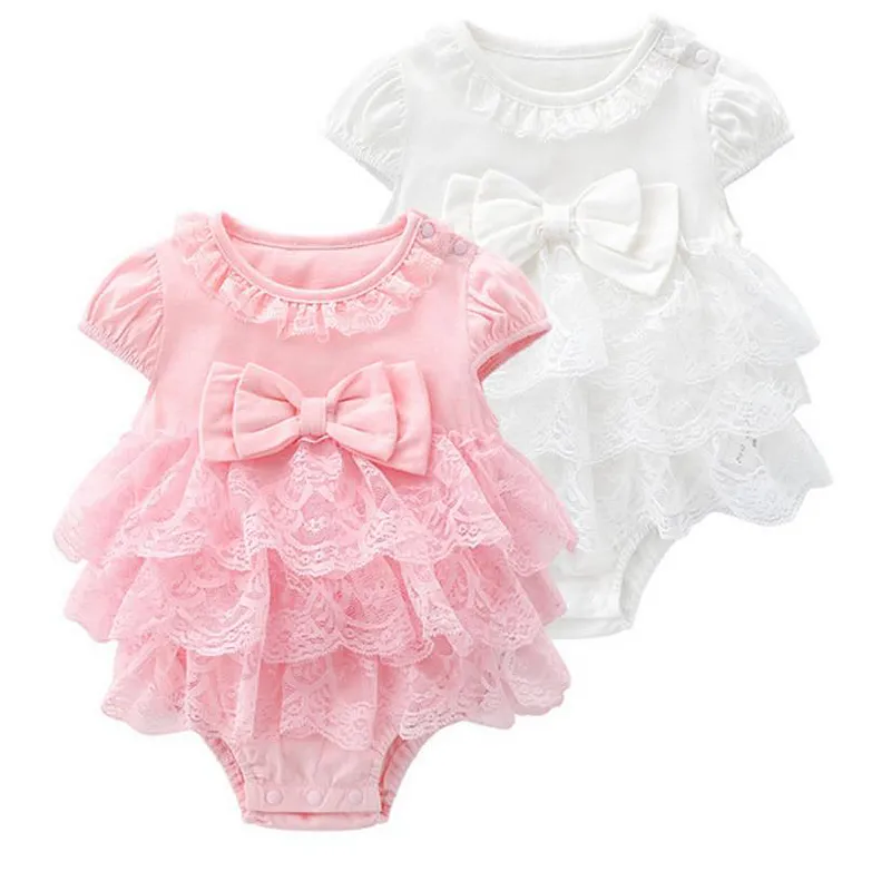 Baby Girl Clothes Bow infantil Princesa Rompers Lace criança Meninas Macacão mangas bebê roupa de escalada Boutique Roupas de bebê DW3880