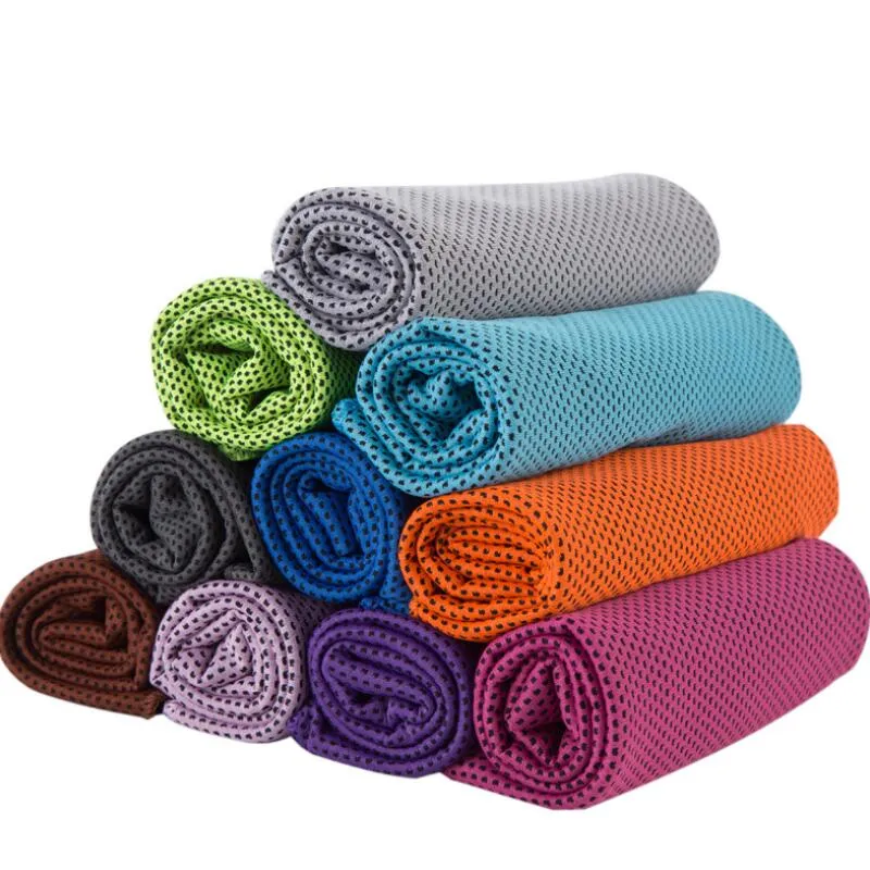 Glace froide serviette refroidissement été insolation sport exercice frais séchage rapide doux respirant serviette de refroidissement 10 couleurs GGE1984