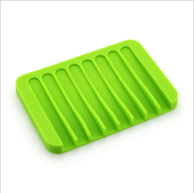 Soap Dish Holder Silicone Anti-slip Soap Dishes Candy Soft Soap Holder Rack Plate Tray Rectangle Case Container Bathroom Organizer B7002