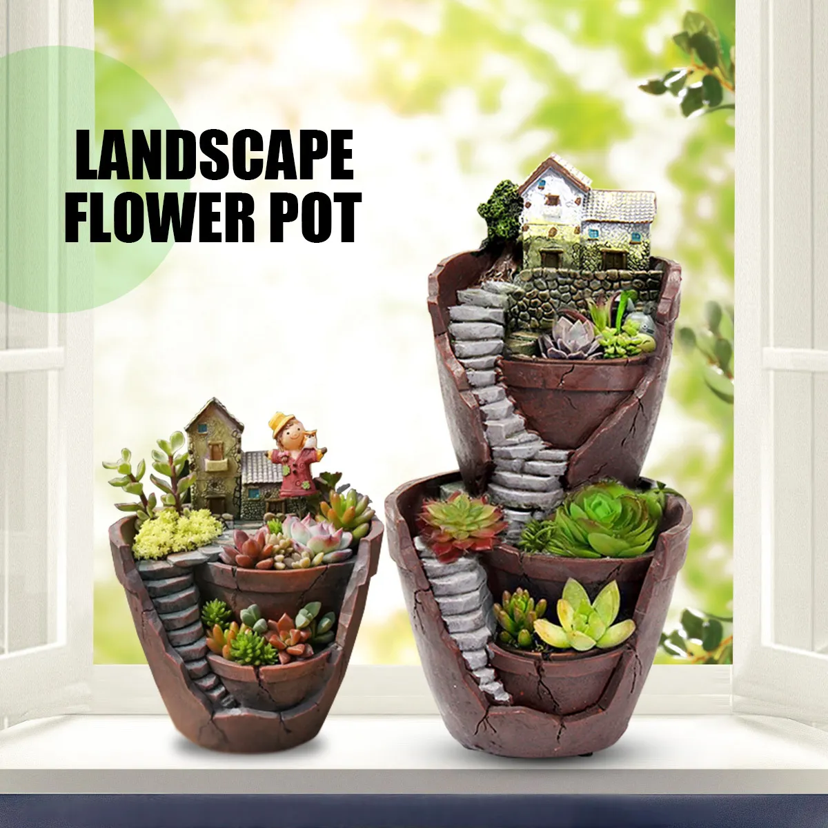 Sky Garden Micro Paesaggio Vaso da fiori Fioriera Bonsai Piante grasse Piante da giardino Vasi per ufficio Decorazione domestica Ornamenti artigianali Y200723