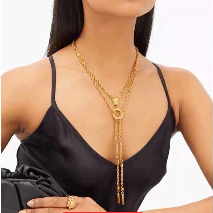 Ver @ ce Dushabiao Neue Halskette Mode Einfache Messingmaterial Zwei-Wege-Set-Kette Luxurys Designer Schmuck