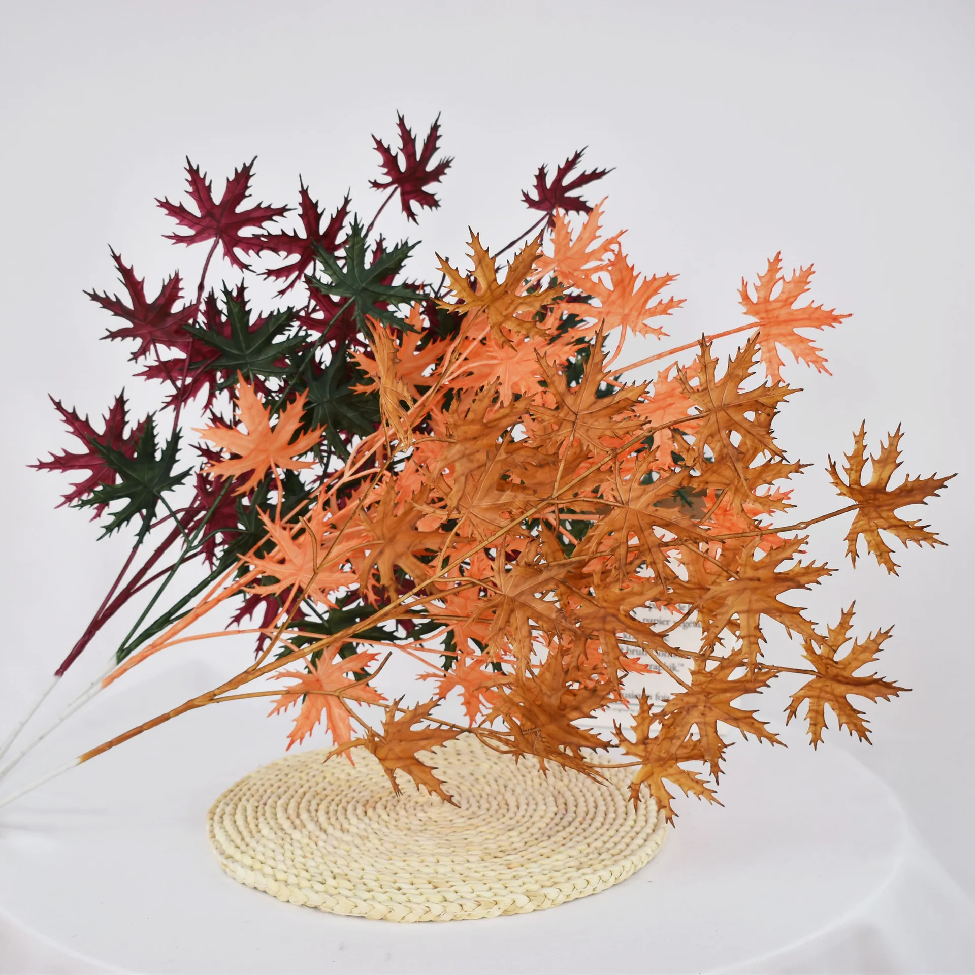 Artificial flower five-pointed small maple leaf wedding plastic flower material high-end wedding ceiling road lead flower arrangement