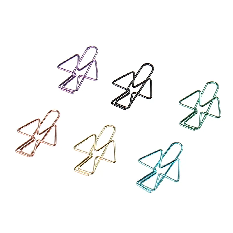 Mini Metal Paper Clips Gold Oval Plum Blossom Triangle Paper Clips Bookmark Memo Planner Clips School Office Stationery Supplies