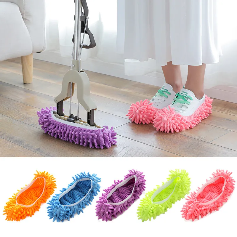 Solid Color Dust Mops House Bathroom Floor Clean Mop Cleaner Slipper Lazy Shoes Cover Microfiber Cleaning Tools