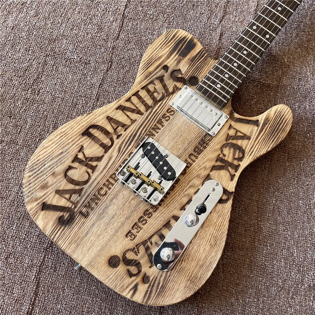 Guitare électrique TL personnalisée de nouvelle arrivée en couleur bois naturel et touche en palissandre, reliques de feu remises, guitarra de haute qualité