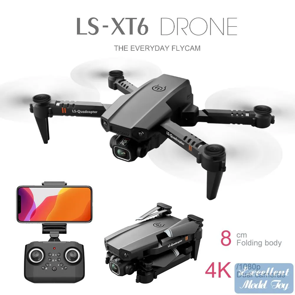 LS XT6 4K HD Dual Camera Drone, FPV Mini Beginner UAV Toy, Simulators, Track Flight, Gravity Induction, Altitude Hold, Take Photo by Gesture, Kid Gift, 3-2