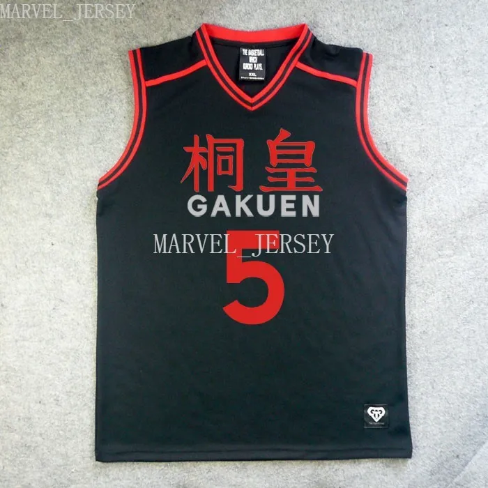 Ucuz Özel Anime Kuroko Hiçbir Basuke Basketbol Jersey Gakuen No.5 Aomine Daiki Cosplay Kostüm XS-5XL NCAA