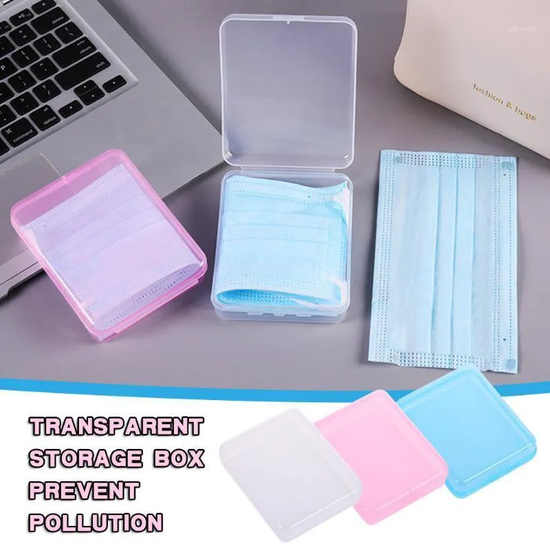 1/2/3 PCS Guarda Mascarilla Square Transparent Plastic Mask Box Holder Portable Dustproof Waterproof Storage Container Bags