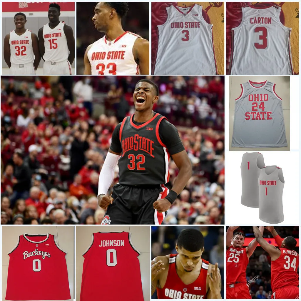 O estado de Ohio Buckeyes costurou camisa de basquete Keita Bates-Diop Jim Jackson d'Angelo Russell Aaron Craft Kam Williams Trevor Thompson Andrew Dakich Musa Jallow