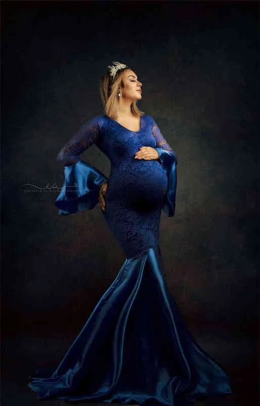 Elegence Lace Maternity Dresses For Photo Shoot Props Sexy Pregnancy Dress For Photography Long Pregnant Women Maxi Gown Clothes (3)