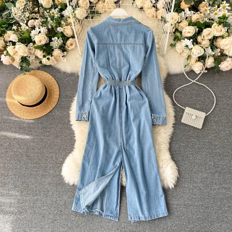 2020 Autumn Winter Women Denim Dress Korean Long Sleeve Jeans Long Dress  Female Streetwear Bodycon Shirt Vestido De Mujer