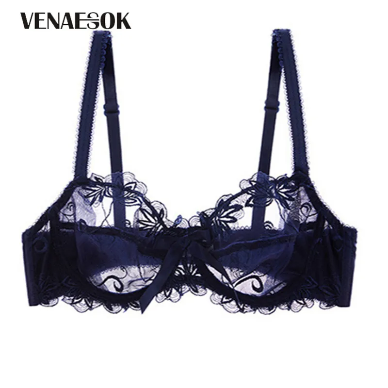Blue Ultrathin Hollow Lace Peacocks Bras With Pink Embroidery Plus Size C/D  Cup Womens Lingerie LJ201208 From Cong00, $10.97