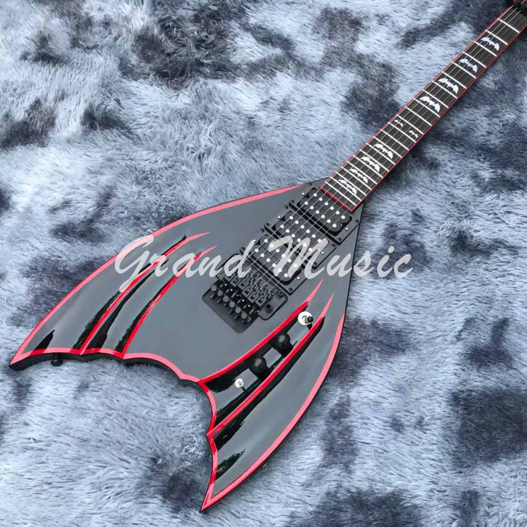 エレキギター カスタム デザイン: レッド ストライプ、ブラック ハード