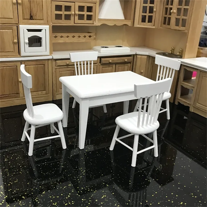 DBA Chaise de table miniature de jardin en bois 1:12 Échelle Dollhouse Mini Table Chaise