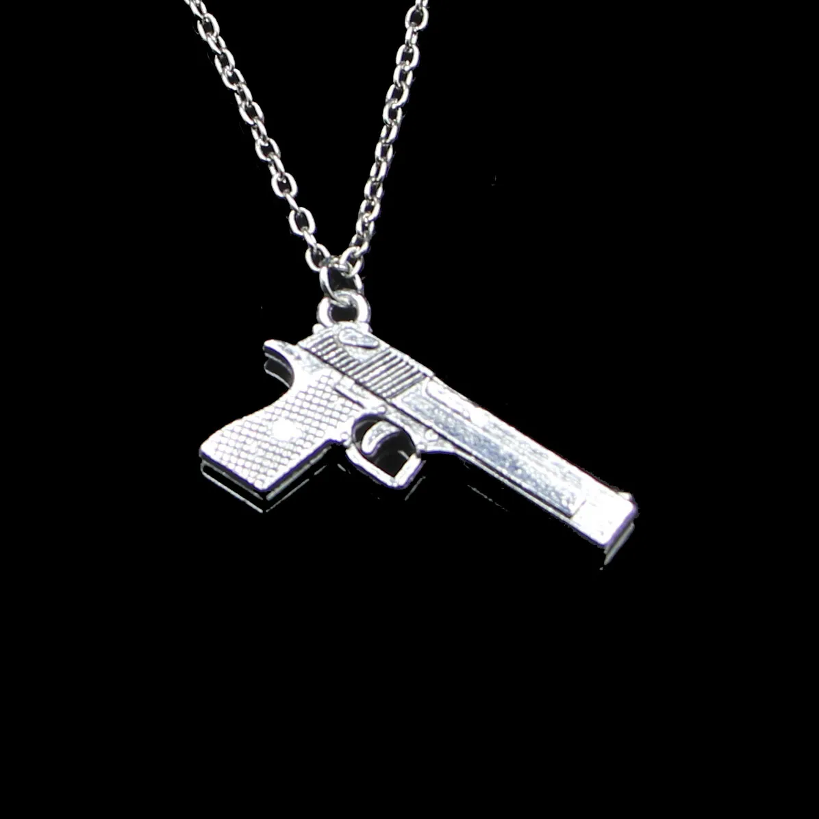 Fashion 45*20mm Gun Browning Pistol Pendant Necklace Link Chain For Female Choker Necklace Creative Jewelry party Gift