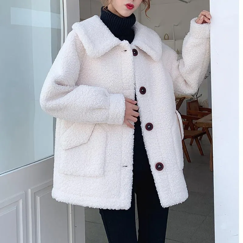 Otoño Invierno mujer Teddy Bear chaqueta abrigo moda nueva llegada mujer Cachemira chaqueta de talla grande mujer High Street sólido Coat1