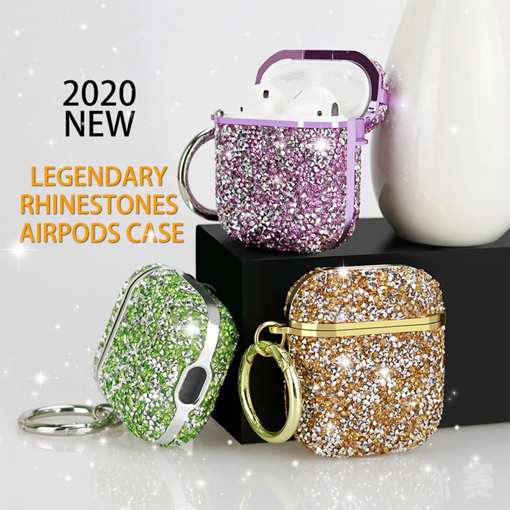 Luksusowe obudowy Diamond Bling dla Airpods Pro 2 1 Solidny kolor Twarde Bezprzewodowe Wagę Pasowniczą Ochronę ochronną dla powietrza 3