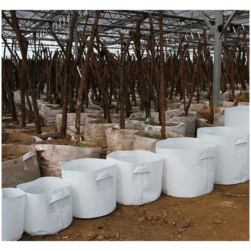Bolsas cultivadas n￣o tecidos Tabel Potes Bolsa com al￧a Raiz Plants Bolsa Pouchedling Flowerpot Garden Nonwoven 10Type Qupiq