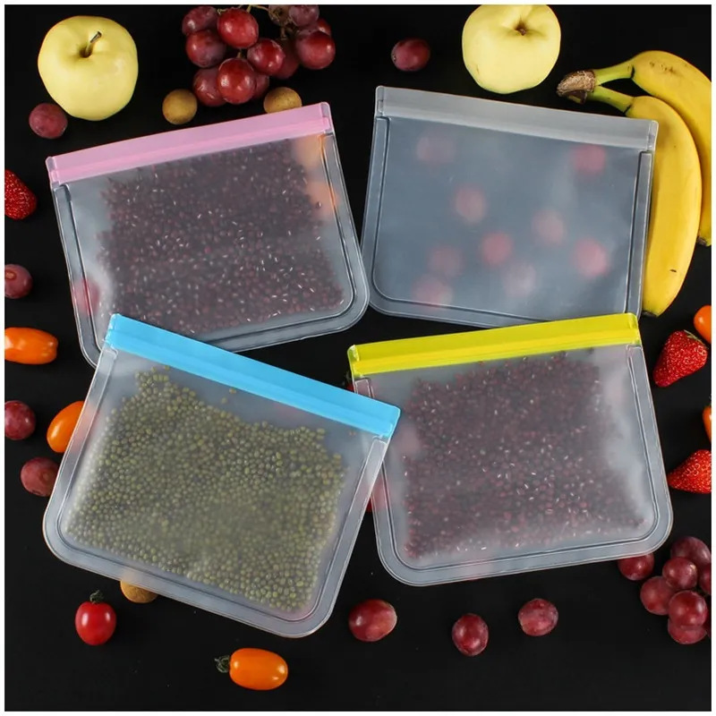 PEVA 재사용 가능한 식품 포장 가방 반투명 젖빛 식품 보존 봉인 가방 주방 냉장고 식품 저장 파우치