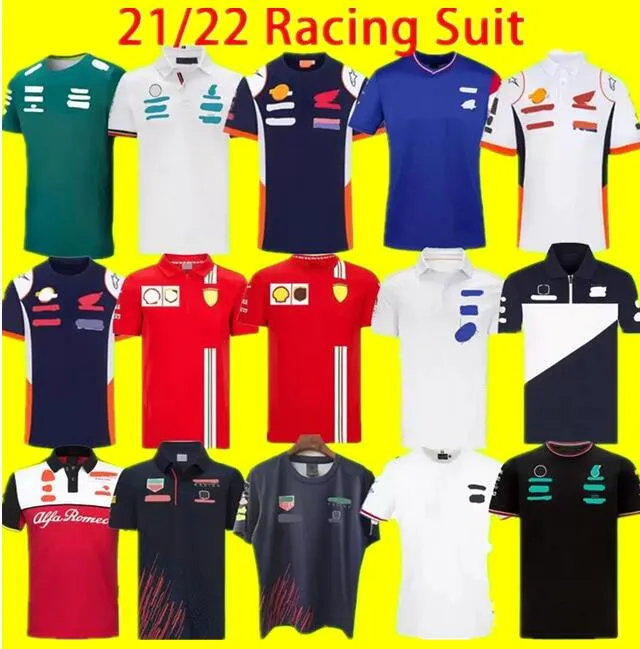 21 22 F1 Formula One Suit da corsa Automobile Team Logo Uniformi di fabbrica Polo T-shirt a maniche corte Uomini 2021 2022 Jersey estivo S-5XL Camicie di qualità tailandese Manica corta
