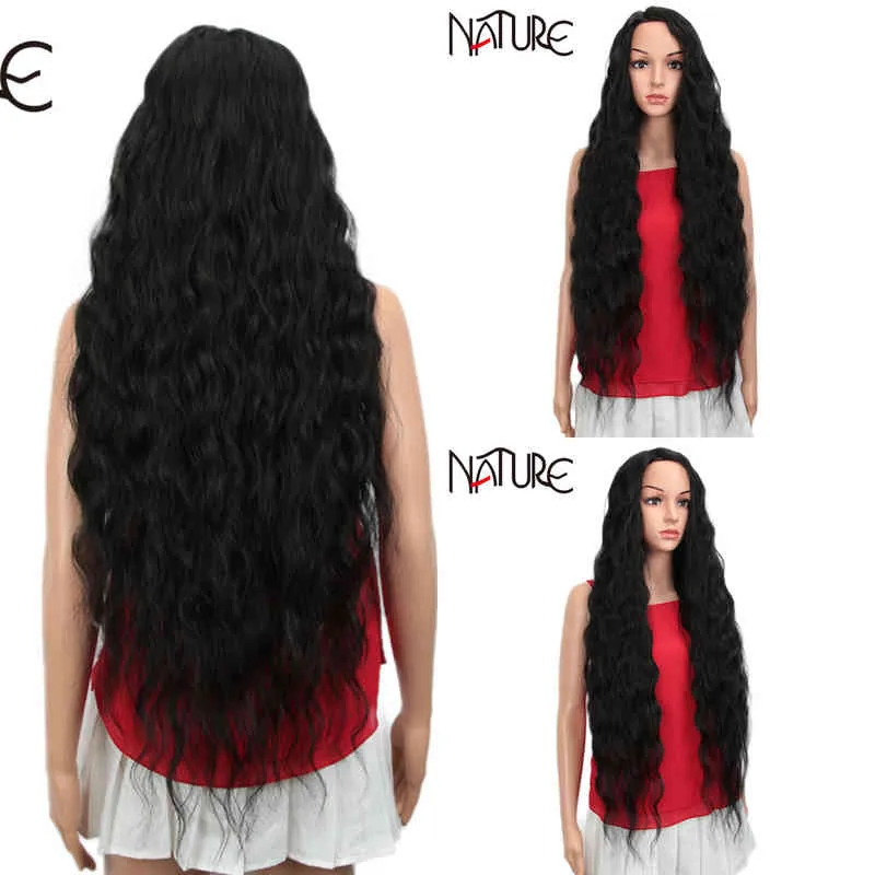 Cheveux Perruques Synthétiques Cosplay Nature Perruque Cosplay Longue Vague D'eau Faux Cheveux 42 Pouces Haute Température Fibre Blonde Ombre Marron Perruques Synthétiques pour Femmes Noires 220225