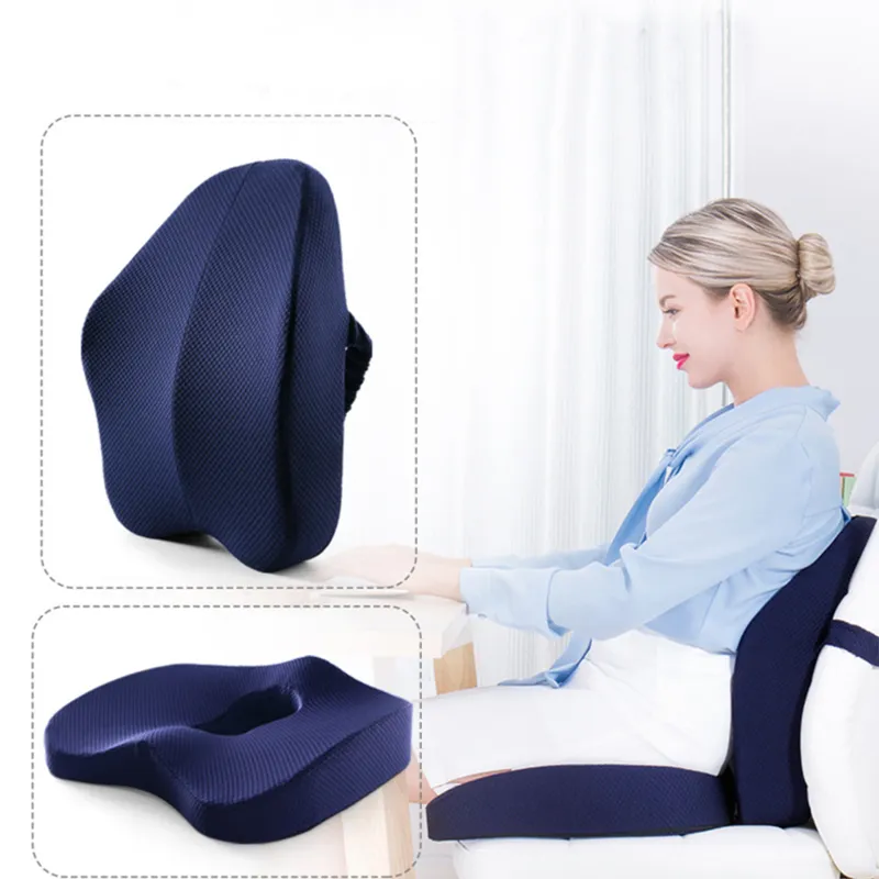 Almofada de assento ortopédico Memory espuma travesseiro coccyx pad cadeira almofada apoio cintura para trás almofada para assento de carro massagem pad 201120