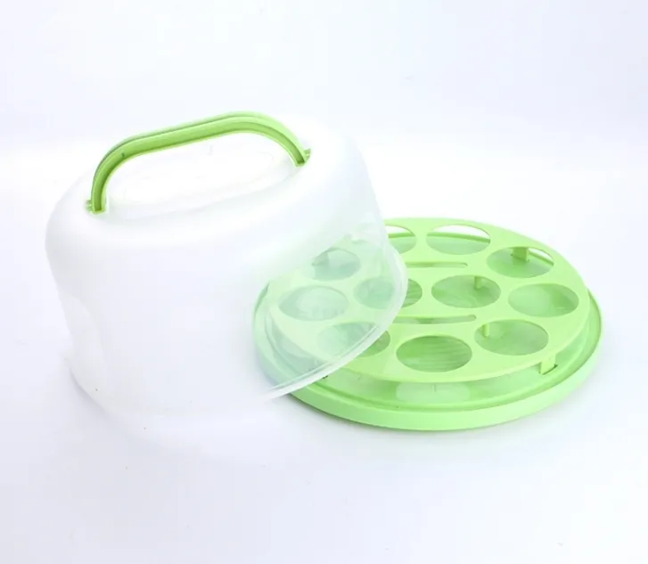 Porte-Gâteau Rond Portable 26 Cm Vert – Boîte à Gâteau Avec Poignée & Couvercle Hermétique, Support Plastique Robuste Pour Gâteaux, Desserts, Tartes, Sandwichs