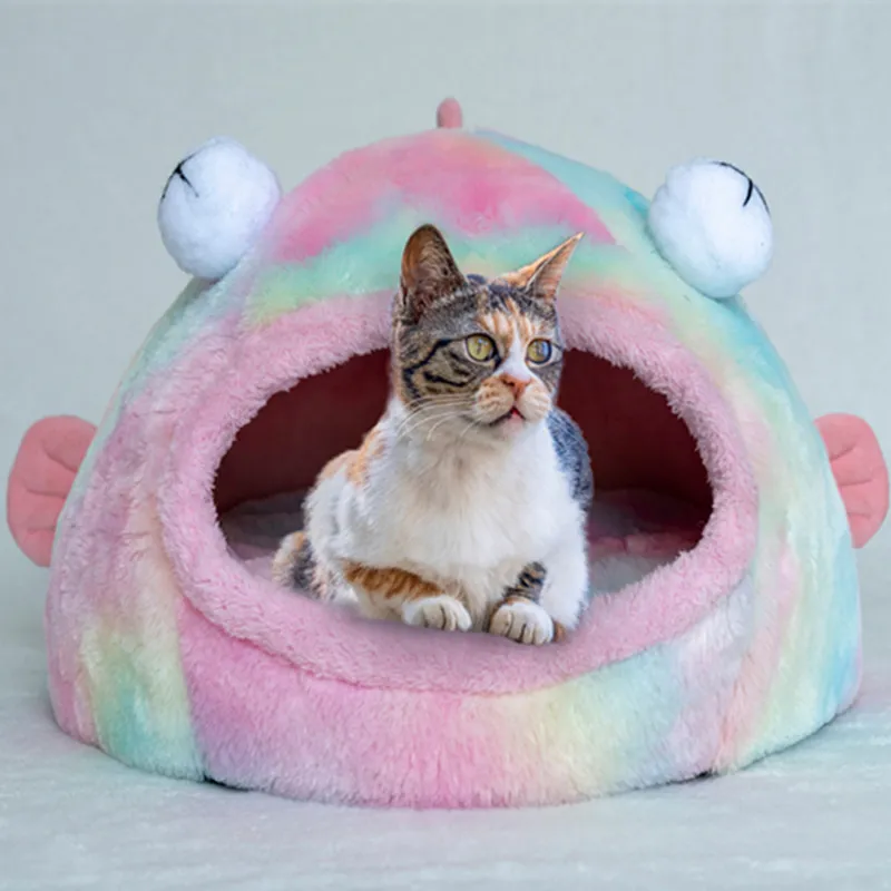 秋と冬の目の魚の家の家の温かいペット製品3次元スポンジ猫クリエイティブペットハウステント