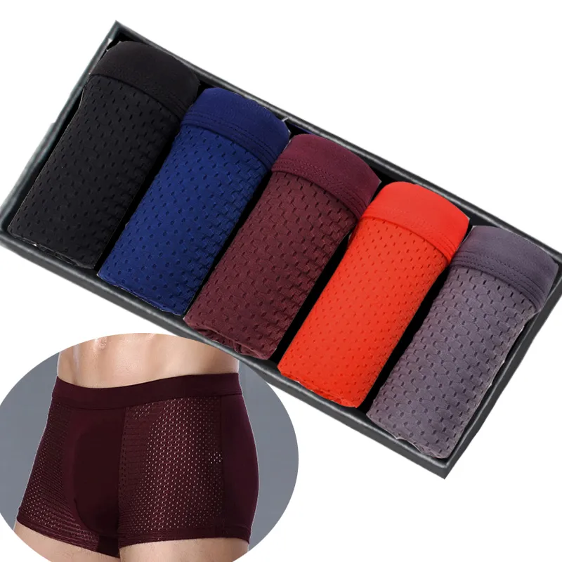 Mężczyźni Bokser Bielizna Męskie Boxer Boxershort Majtki Mężczyzna Boxeur Homme Kalzoncillos Bambusowe Spodenki włókien Solid Cuecas LJ200922