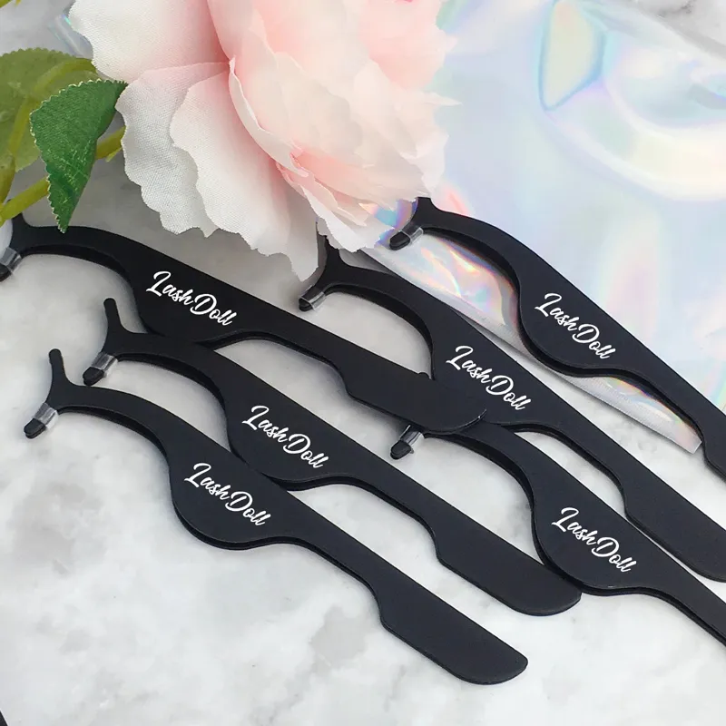 Multifunctional False Eyelashes Tweezers Stainless Auxiliary Eyelash Curler Eye Lash Applicator Clip makeup tools Custom logo