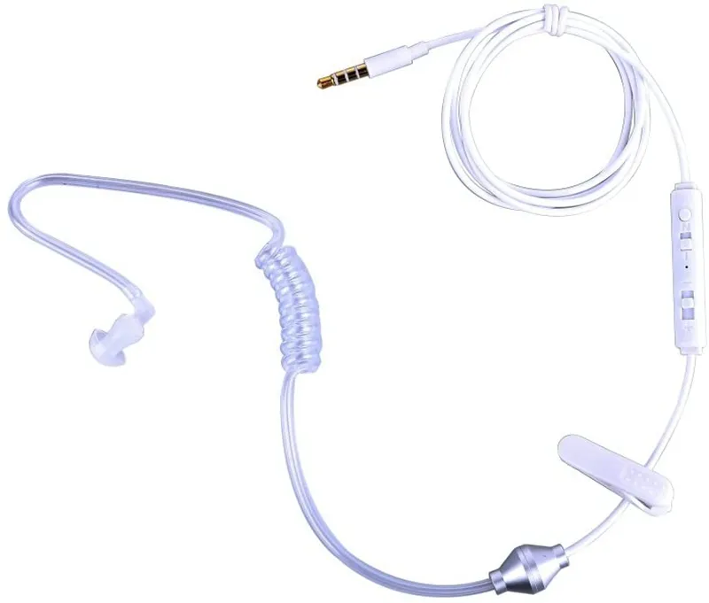 Earbud Anti Radiation Earpiece Mono Clear Earphone 3.5mm Monaural Hollow Air Tube Wired Headphone Headset Ear Bud for iPhone Samsung Huawei