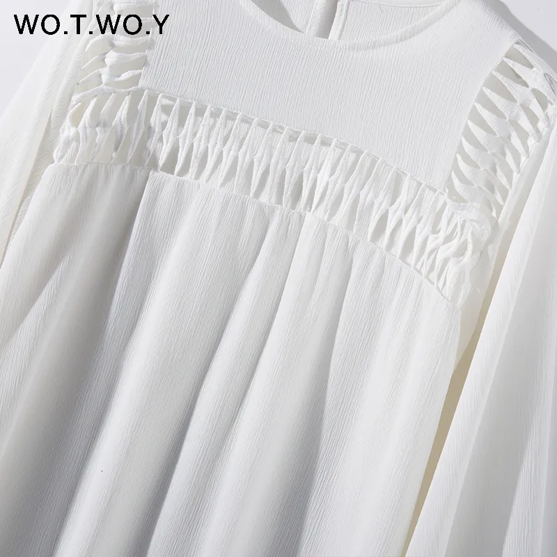 White Hollow Out Blouses Womens 2019 New Spring Long Sleeve Shirts Casual Streatwear Womens Tops and Blouses Harajuku