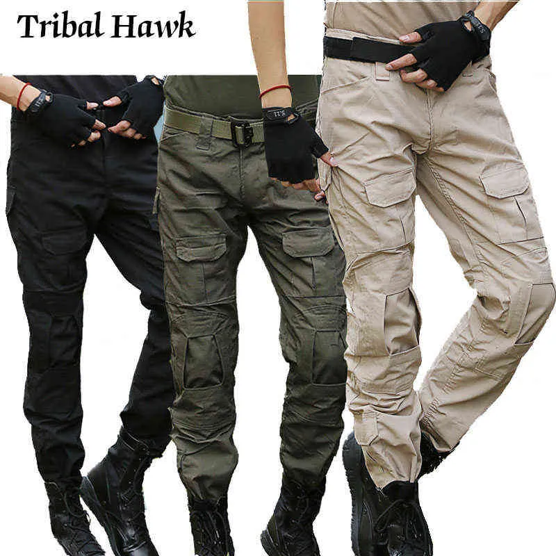 Pantalon tactique Pantalon militaire Swat Beaucoup de poches Camo Pants Airsoft Paintball Combat Hommes Casual Camouflage Cargo Pantalons H1223