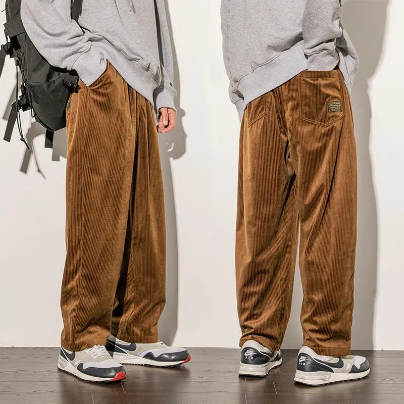 Corduroy Spodnie Mężczyźni Dorywczo Luźne Spodnie Staight Męskie Joggers W średnim wieku Sztodowe Spodnie Mężczyzna Moda Jesień Winter Spodnie