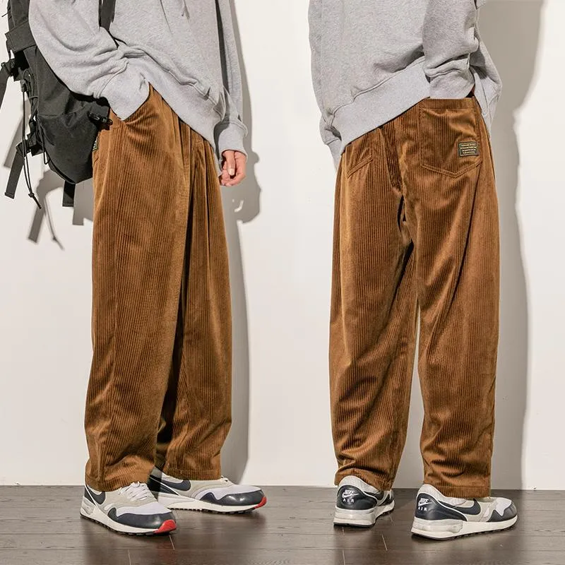 Pantaloni di velluto a coste uomo casual pantaloni larghi staight mens jogging pantaloni di velluto a coste di mezza età moda maschile autunno inverno pantalone