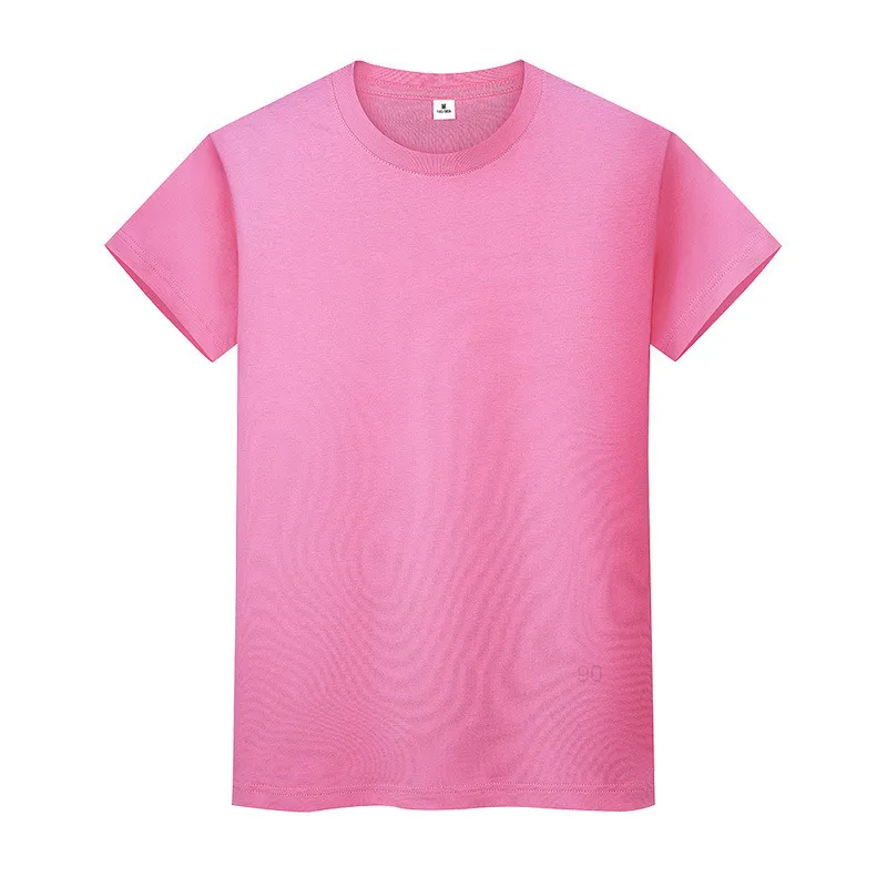Yeni Yuvarlak Boyun Katı Renk T-shirt Yaz Pamuk Dibe Gömlek Kısa Kollu Erkek ve Bayan Yarım Kollu Vy4zi
