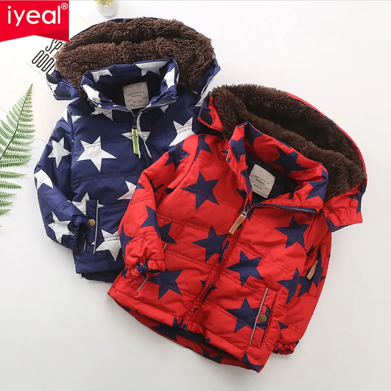 IYEAL Kids Boys Jackets Winter Child Coats Toddler Thick Fleece Liner Warm Hooded Coat for Kids Children's Clothes Outerwear LJ201201