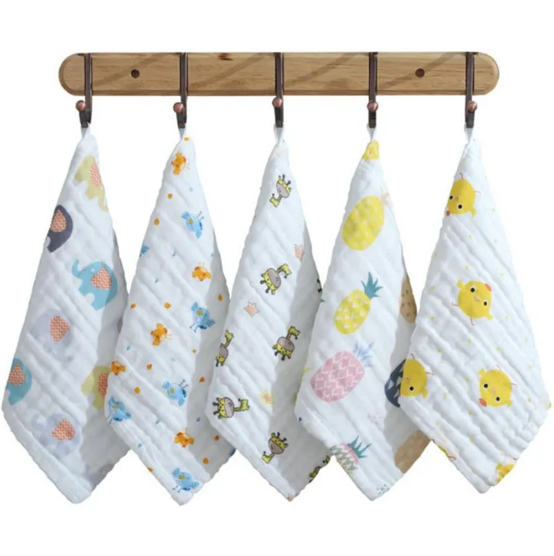 Muslin Toalhas de bebê 6 camada de algodão guaze trapos recém-nascido bebê rosto toalha dos desenhos animados crianças limpe pano lenço lenço de alimentação 16 designs dw6330