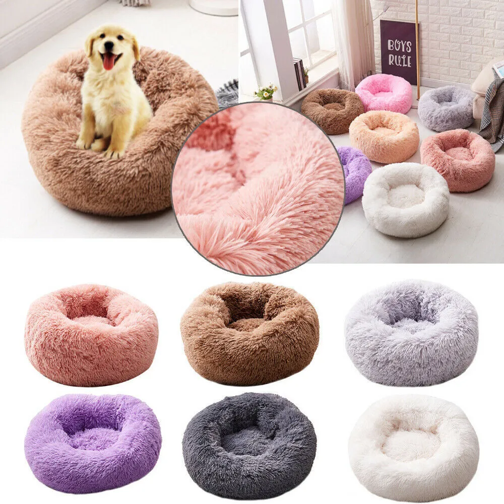 Super Soft Pet Cat Calming Lit Rond Nid Chaud Doux Long En Peluche Confortable Tapis De Couchage Lavable Chien Chenil Sommeil Profond Canapé 201111