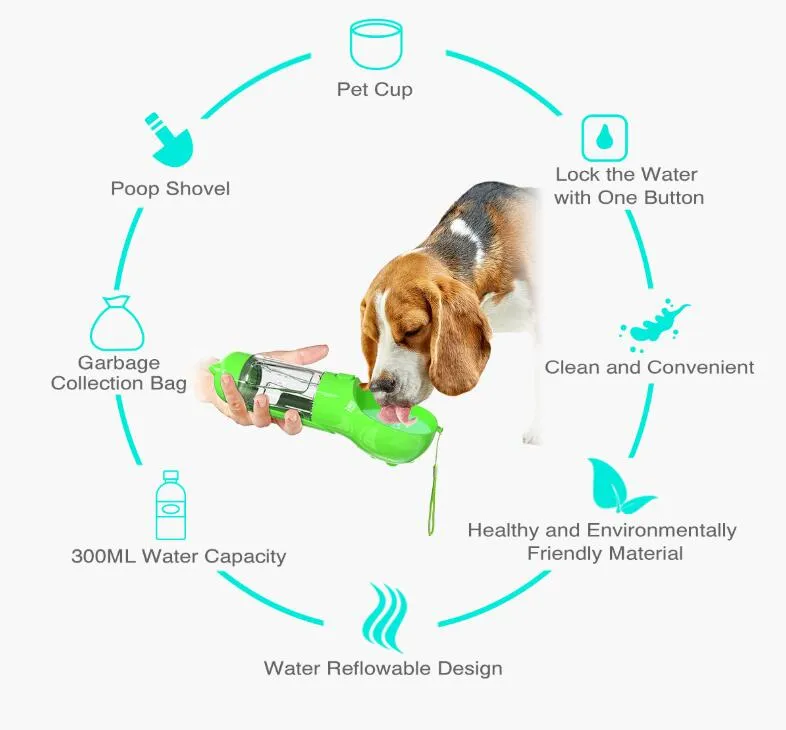 Dog Portable Drinking Bowl Outdoor Travel Pet Water Dispenser Feeder Water Bottle Small Large Dogs 300ml Pet Supplies Sea Shipping YL1423