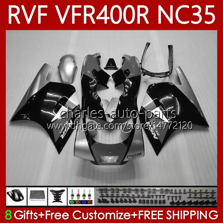 Carrosserie Pour HONDA RVF400R NC35 V4 VFR400 R VFR400R 94 95 96 97 98 80No.103 RVF400 RVF VFR 400 R 400RR VFR 400R 1994 1995 1996 1997 1998 VFR400RR 94-98 Carénage Gris noir