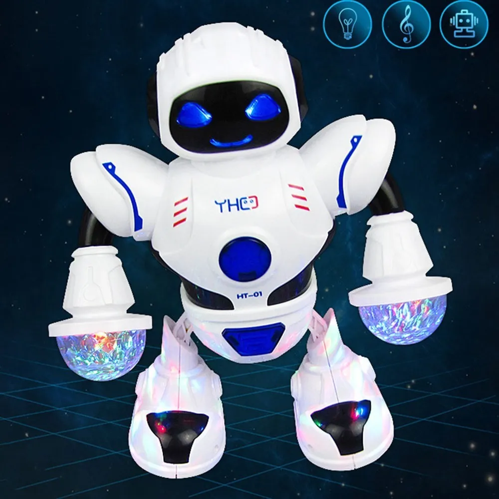ABS 플라스틱 전기 지능형 로봇 공간 모델 Q 버전 액션 퍼즐 장난감 어린이를위한 스마트 음악 전기 댄스 로봇 LJ201105