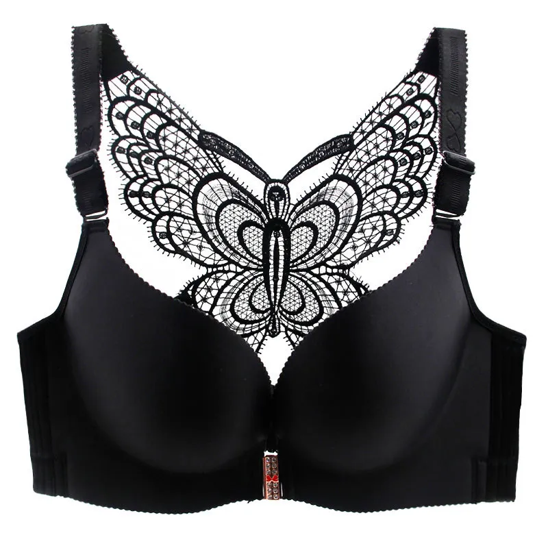 Women Plus Size Beauty Back Bra Butterfly Push Up Lingerie Seamless Ice  Silk Bra
