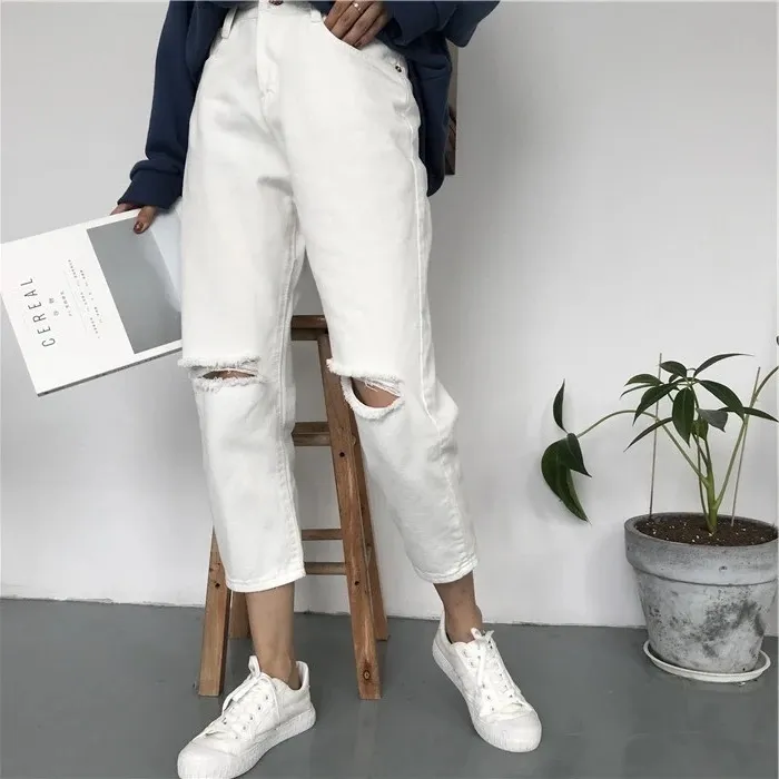 women pants boyfriend jeans loose pantalon woman black white ripped jean denim 5XL plus large size mujer jegging clothing_1563