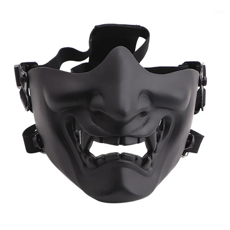 Cykla kepsar Masker 2021 Skrämmande Leende Ghost Half Face Mask Shape Justerbar (Tactical) Headwear Protection Halloween Dräkter Tillbehör1