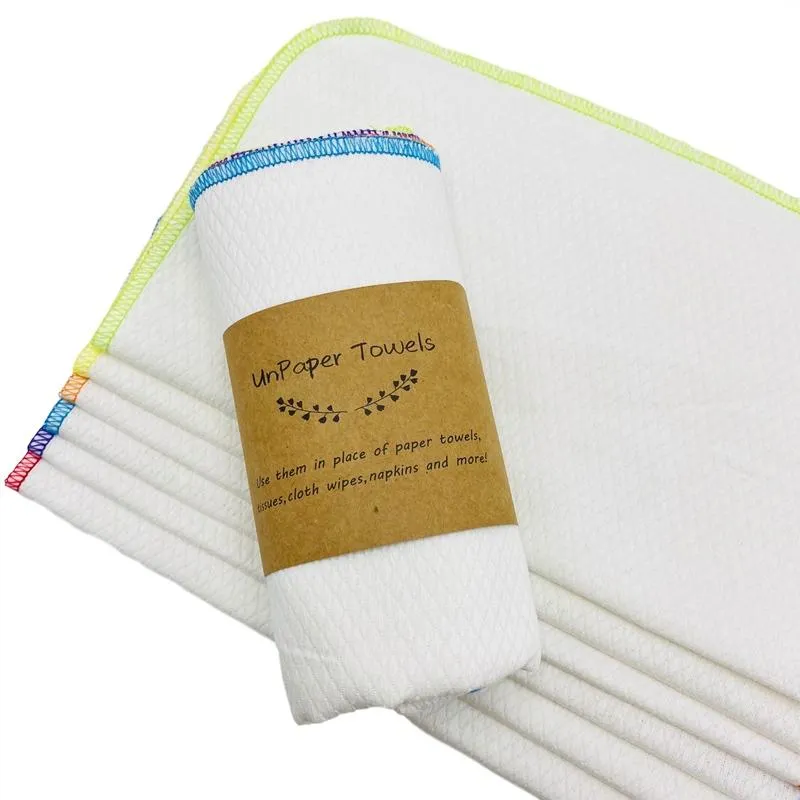 Serviettes non en papier réutilisables lavables sans papier recyclé serviettes en coton Birdseye Rouleau de salle de bain Chiffon de nettoyage Cuisine Unpaper Towel290z