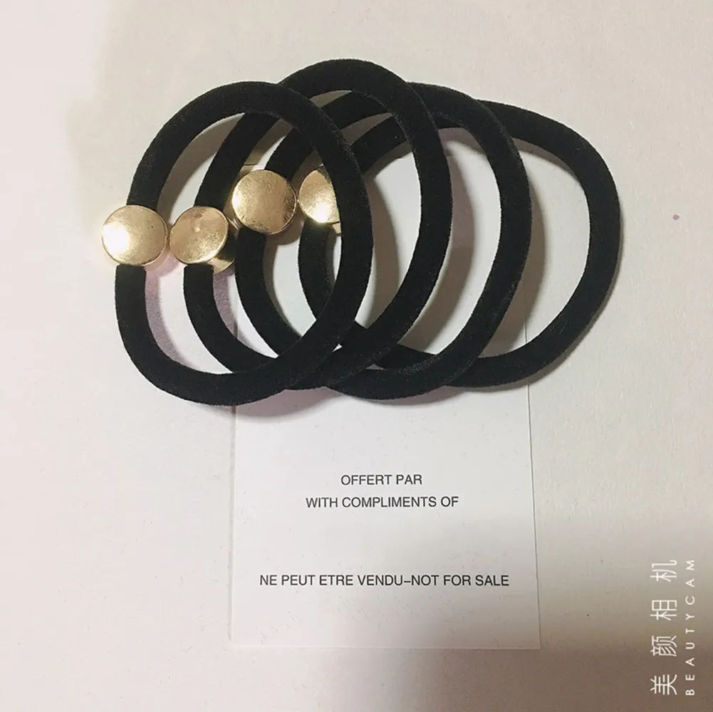 Head Fashion Black C Rope Gloss Metal Mark Rubber Band Hair Rope Items Suit For Hand Chain Elastic Hair Gift