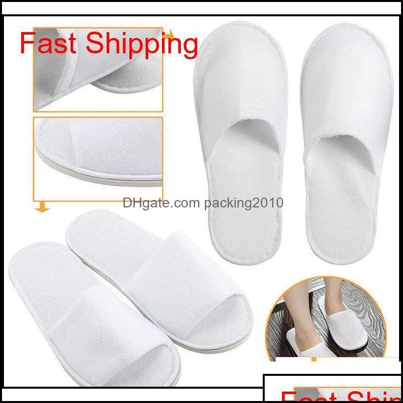 Disposable White Towelling Closed Toe Travel Hotel Slippers Spa Shoes Bathroom Sets Washroom Shower Bat jllGCN soif