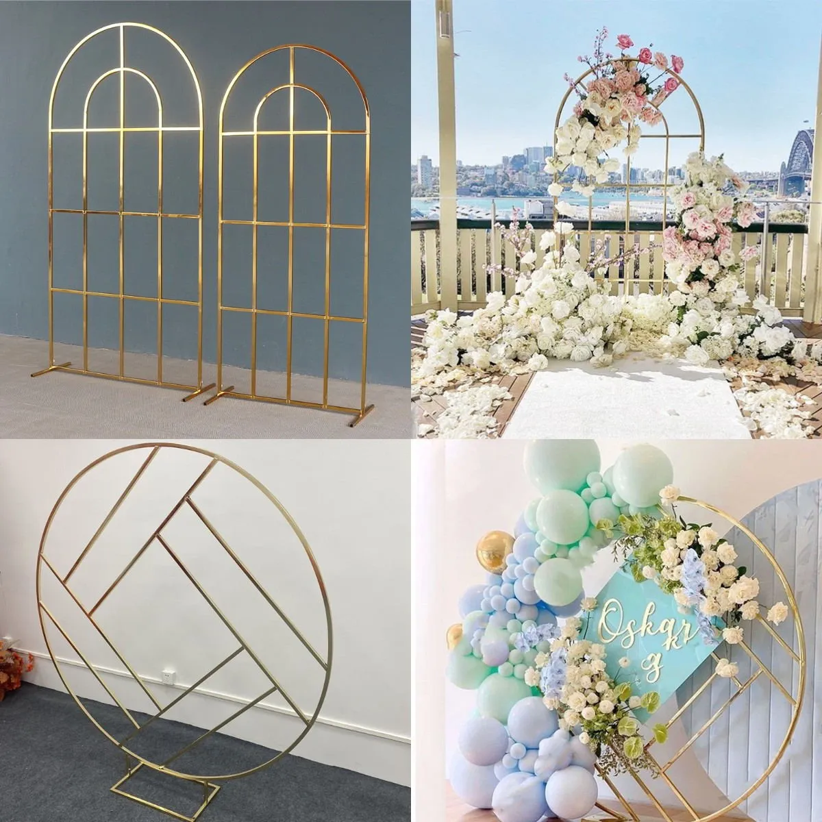 Luxe romantique cadre en métal mariage décoration décors bienvenue partition porte fond étagère extérieur pelouse floral mariage arc fleur support panneau d'affichage support