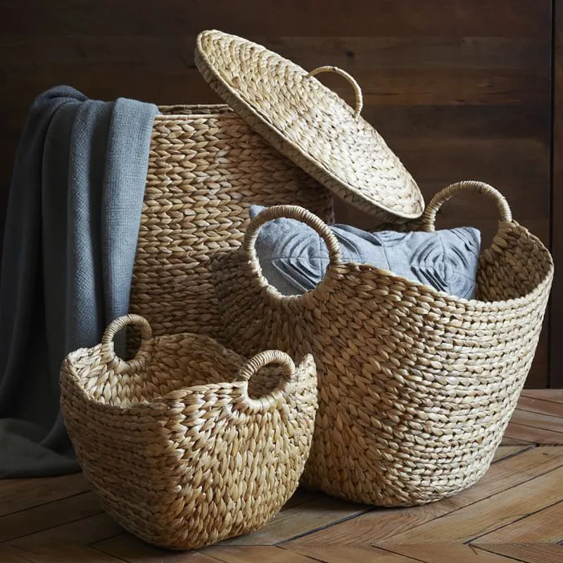 Natural Handwoven Grass Storage Basket Eco Friendly Organizer for Home LJ201204